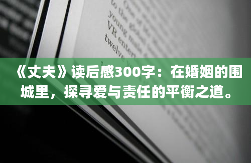 《丈夫》读后感300字：在婚姻的围城里，探寻爱与责任的平衡之道。