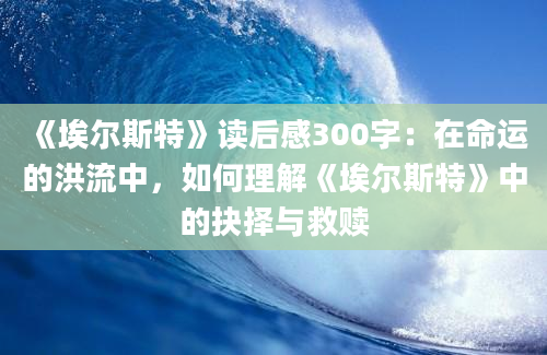 《埃尔斯特》读后感300字：在命运的洪流中，如何理解《埃尔斯特》中的抉择与救赎