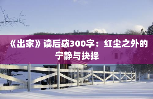 《出家》读后感300字：红尘之外的宁静与抉择