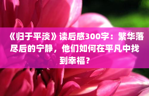 《归于平淡》读后感300字：繁华落尽后的宁静，他们如何在平凡中找到幸福？