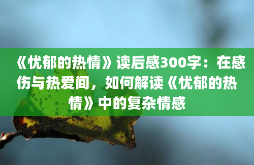 《忧郁的热情》读后感300字：在感伤与热爱间，如何解读《忧郁的热情》中的复杂情感