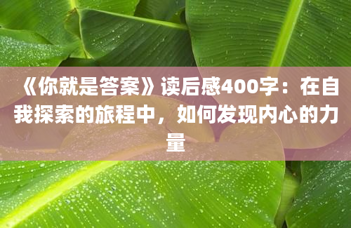 《你就是答案》读后感400字：在自我探索的旅程中，如何发现内心的力量