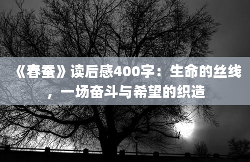 《春蚕》读后感400字：生命的丝线，一场奋斗与希望的织造