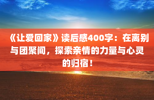 《让爱回家》读后感400字：在离别与团聚间，探索亲情的力量与心灵的归宿！