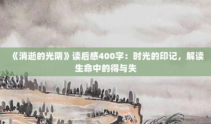 《消逝的光阴》读后感400字：时光的印记，解读生命中的得与失