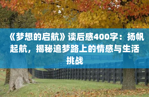 《梦想的启航》读后感400字：扬帆起航，揭秘追梦路上的情感与生活挑战