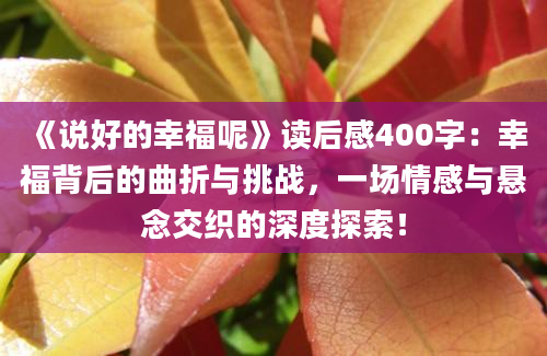 《说好的幸福呢》读后感400字：幸福背后的曲折与挑战，一场情感与悬念交织的深度探索！