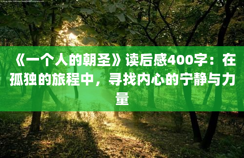 《一个人的朝圣》读后感400字：在孤独的旅程中，寻找内心的宁静与力量