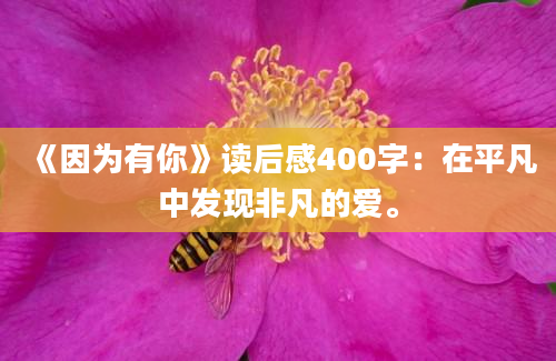 《因为有你》读后感400字：在平凡中发现非凡的爱。