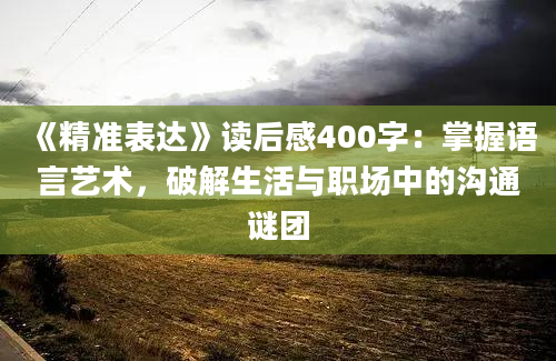 《精准表达》读后感400字：掌握语言艺术，破解生活与职场中的沟通谜团