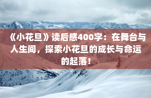 《小花旦》读后感400字：在舞台与人生间，探索小花旦的成长与命运的起落！