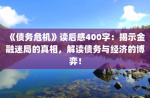 《债务危机》读后感400字：揭示金融迷局的真相，解读债务与经济的博弈！