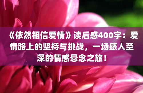 《依然相信爱情》读后感400字：爱情路上的坚持与挑战，一场感人至深的情感悬念之旅！