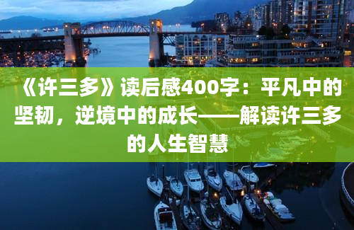 《许三多》读后感400字：平凡中的坚韧，逆境中的成长——解读许三多的人生智慧