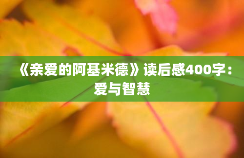 《亲爱的阿基米德》读后感400字：爱与智慧