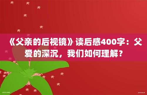 《父亲的后视镜》读后感400字：父爱的深沉，我们如何理解？