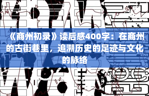 《商州初录》读后感400字：在商州的古街巷里，追溯历史的足迹与文化的脉络