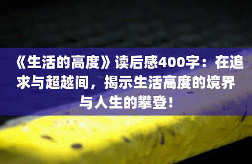 《生活的高度》读后感400字：在追求与超越间，揭示生活高度的境界与人生的攀登！