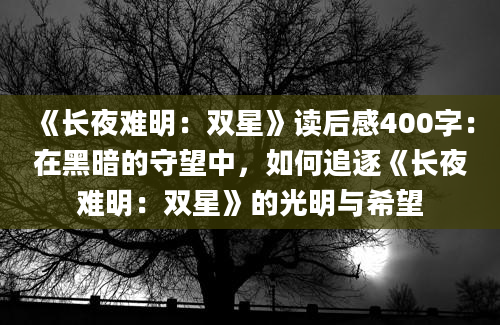 《长夜难明：双星》读后感400字：在黑暗的守望中，如何追逐《长夜难明：双星》的光明与希望