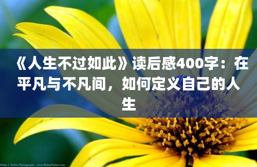 《人生不过如此》读后感400字：在平凡与不凡间，如何定义自己的人生