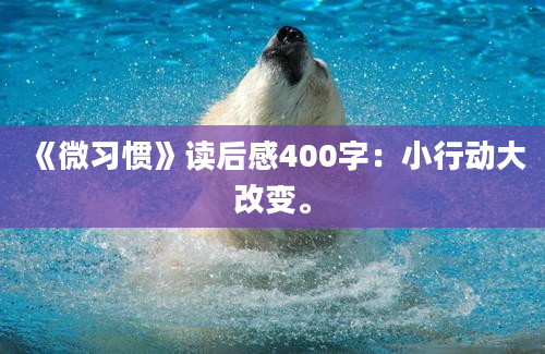 《微习惯》读后感400字：小行动大改变。