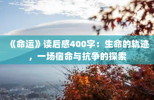 《命运》读后感400字：生命的轨迹，一场宿命与抗争的探索