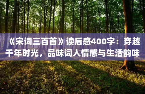 《宋词三百首》读后感400字：穿越千年时光，品味词人情感与生活韵味