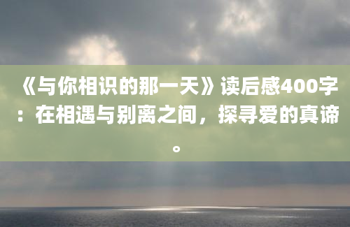 《与你相识的那一天》读后感400字：在相遇与别离之间，探寻爱的真谛。