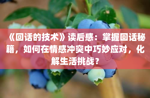 《回话的技术》读后感：掌握回话秘籍，如何在情感冲突中巧妙应对，化解生活挑战？