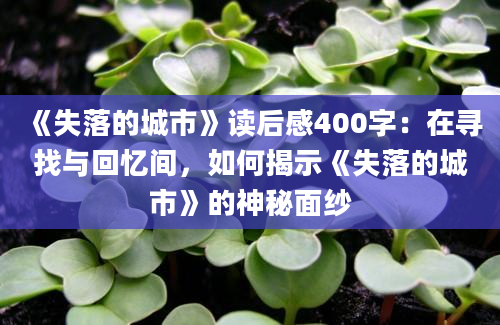 《失落的城市》读后感400字：在寻找与回忆间，如何揭示《失落的城市》的神秘面纱