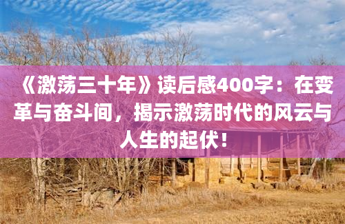 《激荡三十年》读后感400字：在变革与奋斗间，揭示激荡时代的风云与人生的起伏！