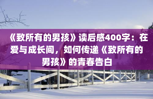 《致所有的男孩》读后感400字：在爱与成长间，如何传递《致所有的男孩》的青春告白