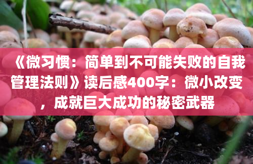 《微习惯：简单到不可能失败的自我管理法则》读后感400字：微小改变，成就巨大成功的秘密武器