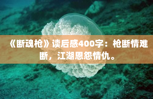 《断魂枪》读后感400字：枪断情难断，江湖恩怨情仇。