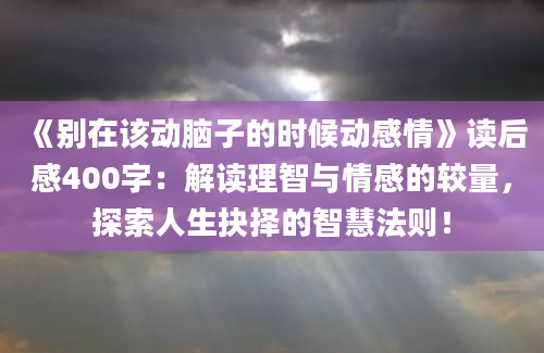 《别在该动脑子的时候动感情》读后感400字：解读理智与情感的较量，探索人生抉择的智慧法则！