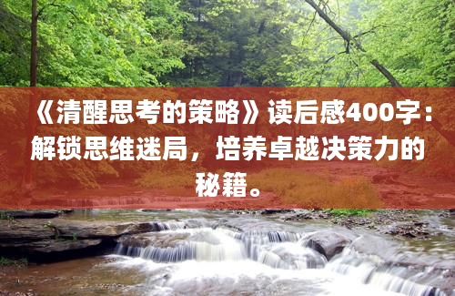 《清醒思考的策略》读后感400字：解锁思维迷局，培养卓越决策力的秘籍。