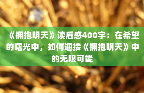 《拥抱明天》读后感400字：在希望的曙光中，如何迎接《拥抱明天》中的无限可能