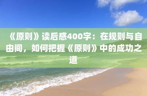 《原则》读后感400字：在规则与自由间，如何把握《原则》中的成功之道