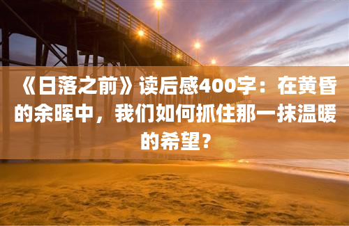 《日落之前》读后感400字：在黄昏的余晖中，我们如何抓住那一抹温暖的希望？