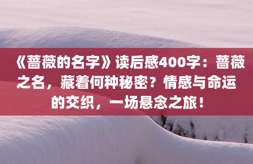 《蔷薇的名字》读后感400字：蔷薇之名，藏着何种秘密？情感与命运的交织，一场悬念之旅！