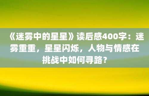 《迷雾中的星星》读后感400字：迷雾重重，星星闪烁，人物与情感在挑战中如何寻路？