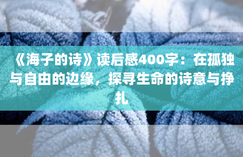 《海子的诗》读后感400字：在孤独与自由的边缘，探寻生命的诗意与挣扎