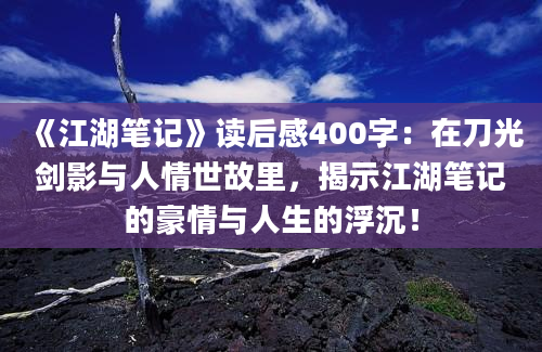 《江湖笔记》读后感400字：在刀光剑影与人情世故里，揭示江湖笔记的豪情与人生的浮沉！