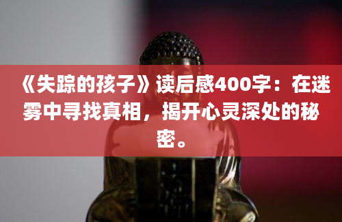 《失踪的孩子》读后感400字：在迷雾中寻找真相，揭开心灵深处的秘密。