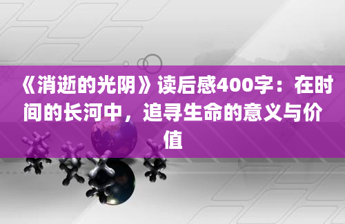 《消逝的光阴》读后感400字：在时间的长河中，追寻生命的意义与价值