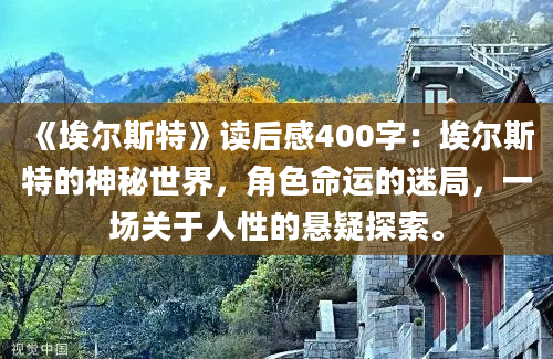 《埃尔斯特》读后感400字：埃尔斯特的神秘世界，角色命运的迷局，一场关于人性的悬疑探索。