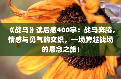 《战马》读后感400字：战马奔腾，情感与勇气的交织，一场跨越战场的悬念之旅！