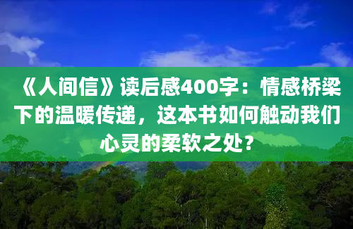 《人间信》读后感400字：情感桥梁下的温暖传递，这本书如何触动我们心灵的柔软之处？