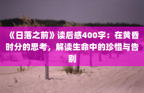 《日落之前》读后感400字：在黄昏时分的思考，解读生命中的珍惜与告别