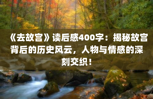 《去故宫》读后感400字：揭秘故宫背后的历史风云，人物与情感的深刻交织！